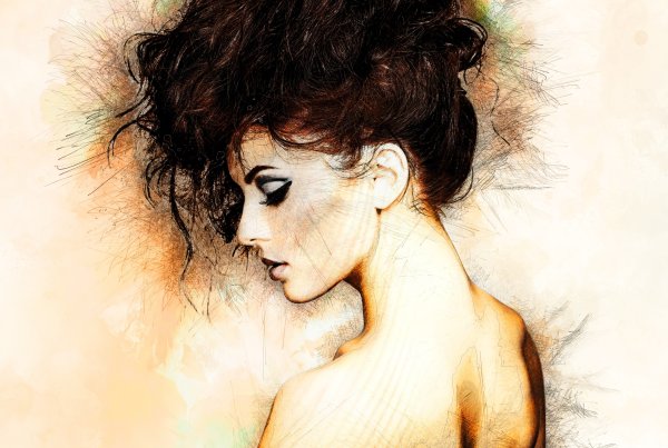Профиль плачущей девушки рисунок