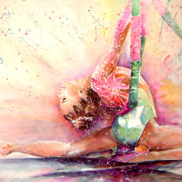 Гимнастка акварель