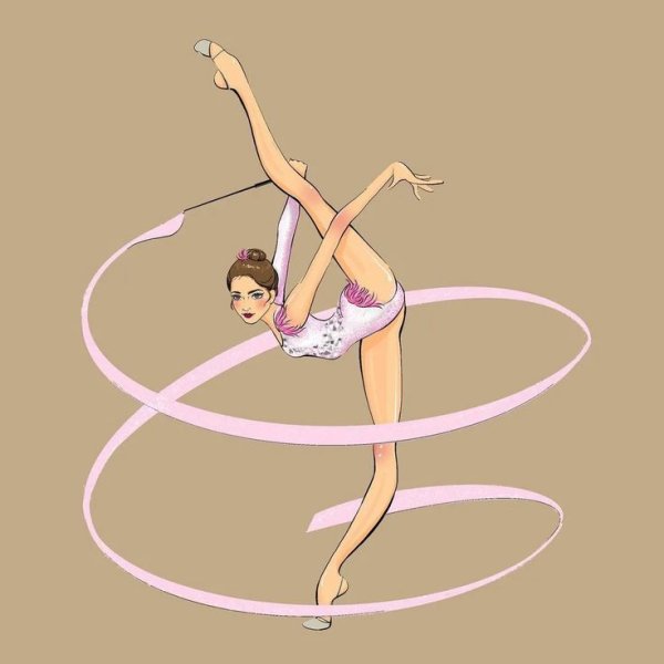 Художественная гимнастика с обручем акварель