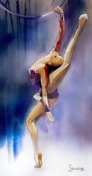 Гимнастка акварель