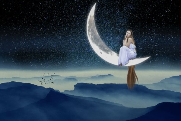 Ночной пейзаж гуашью