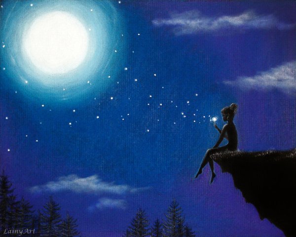 Небо с луной и звездами