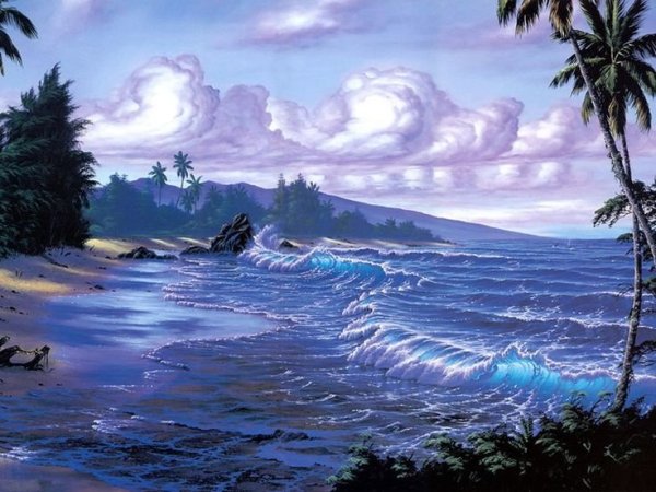 Правополушарное рисование море Парус