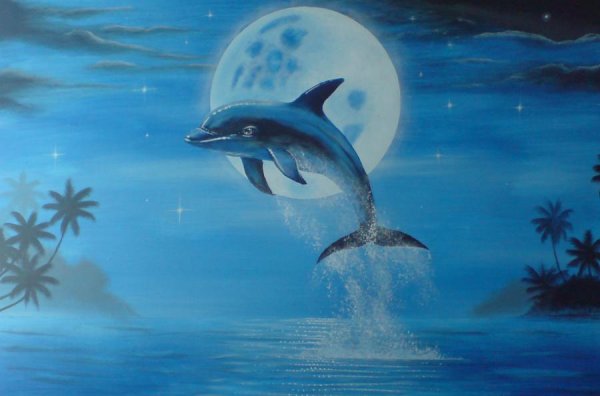 Пейзаж с дельфинами