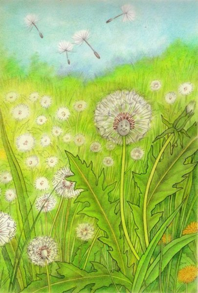 Kak narisovat "одуванчик" (с травами)