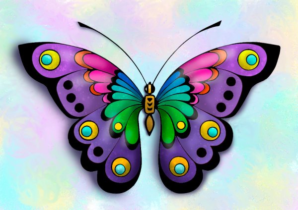 Раскрасить бабайку разнасветном