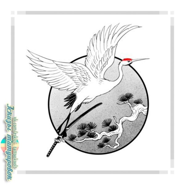 Татуировка журавль эскизы