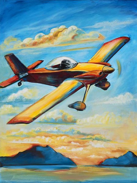 Самолет гуашью
