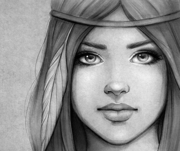 Рисунок девушки карандашом