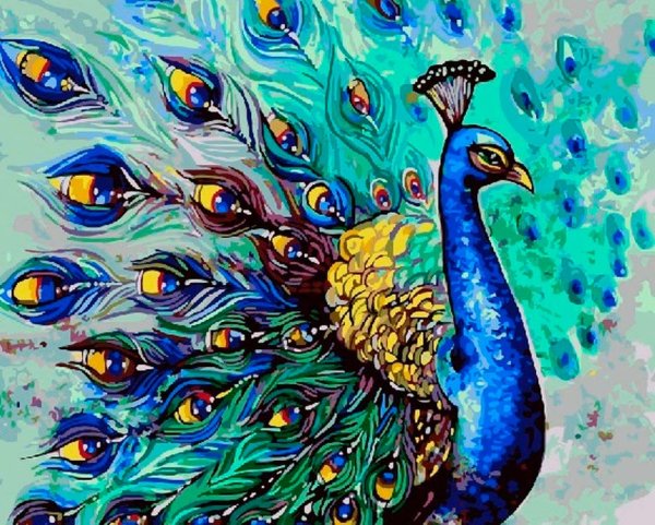 Живопись арт деко Павлин