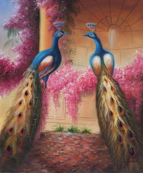 Павлин гуашью