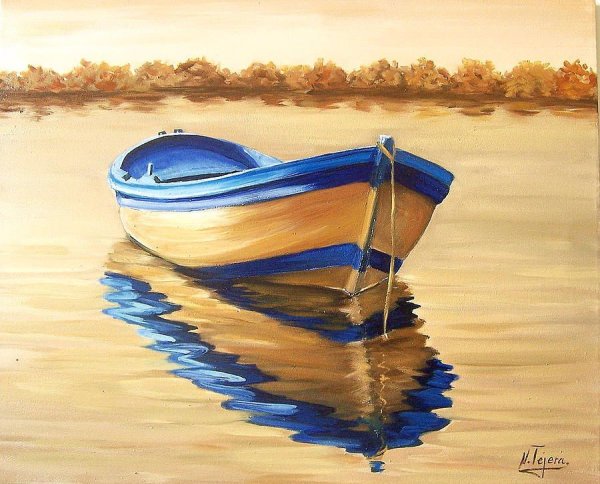 Лодки корабли акварель катер