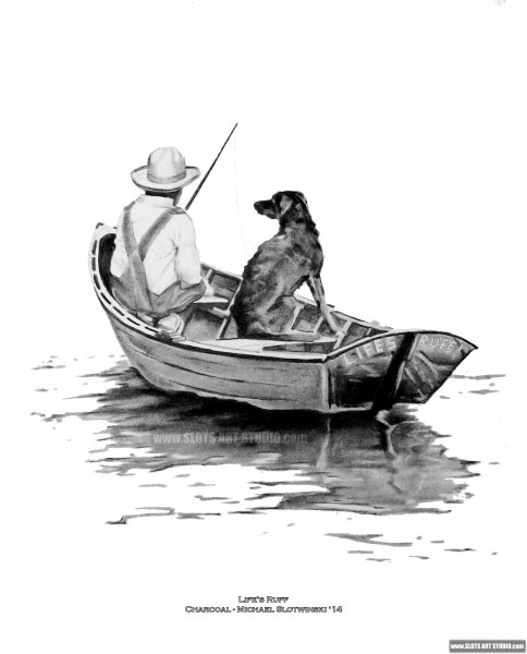 Человек в лодке рисунок