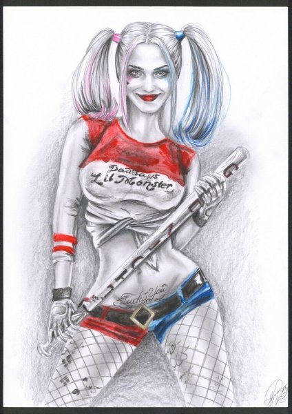Харли Квинн Марго Робби рисунок