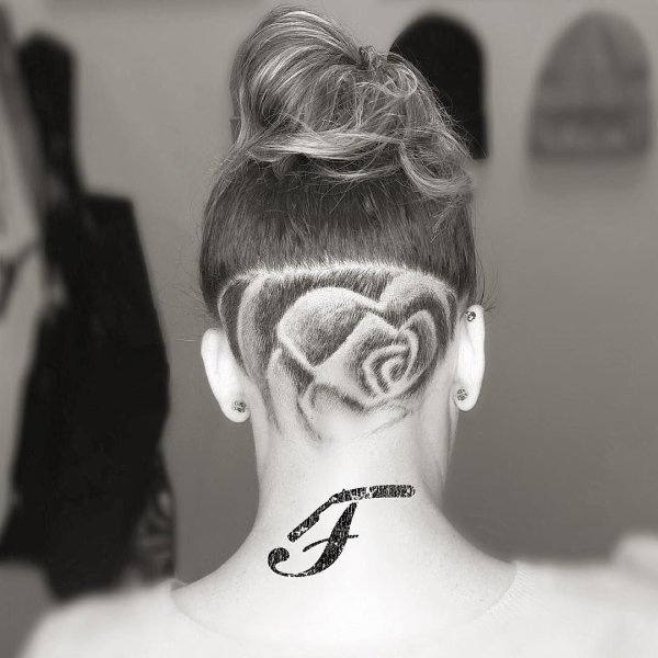 Узоры на выбритых висках и затылке