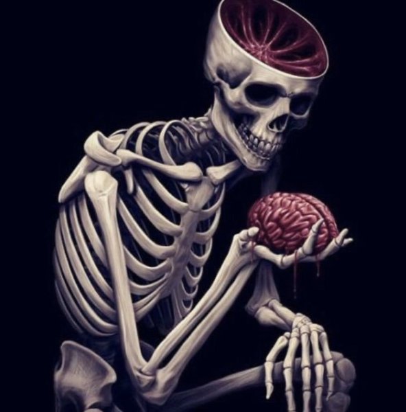 Скелет черной ручкой