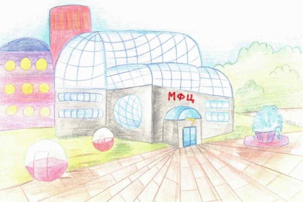 Детский рисунок школа будущего
