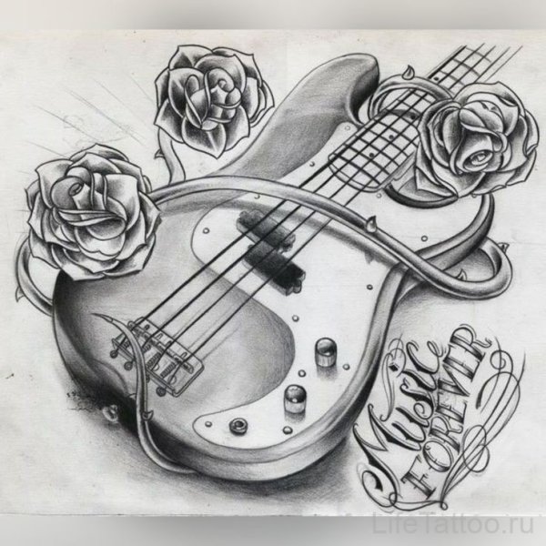 Гитара рисунок карандашом