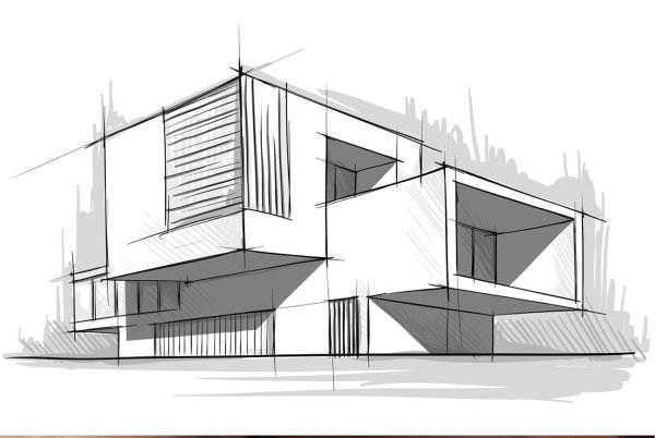 Современный дом карандашом