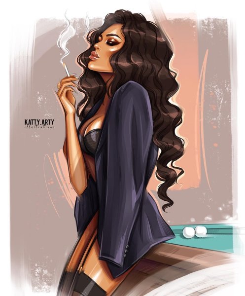 Брюнетка иллюстрация