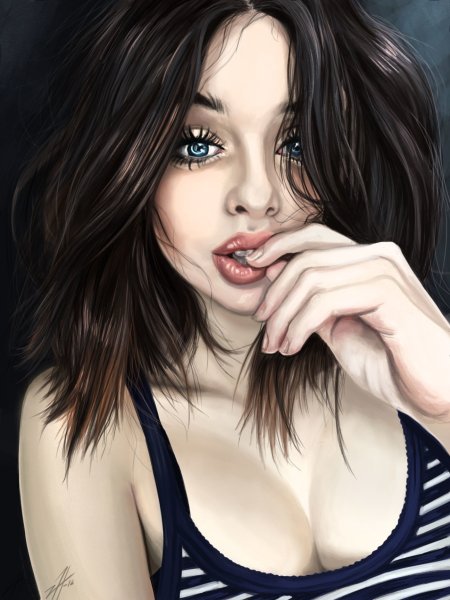 Нарисованные девушки брюнетки