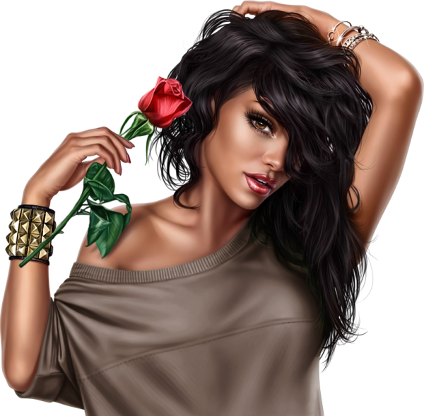 Мультяшная брюнетка с зелеными глазами