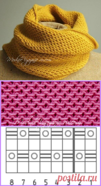 Вязаный шарф из толстой пряжи спицами схемы и описание