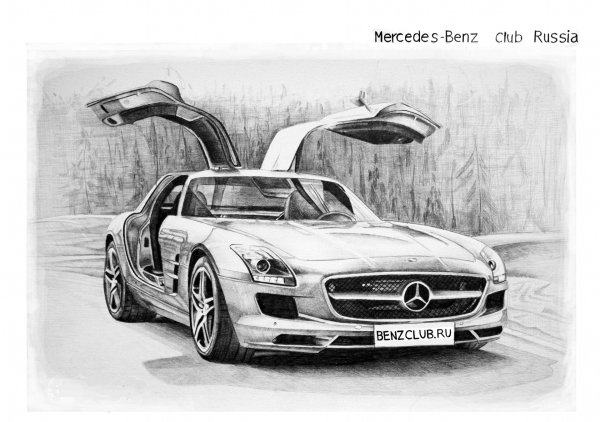 Мерседес СЛС АМГ карандашом