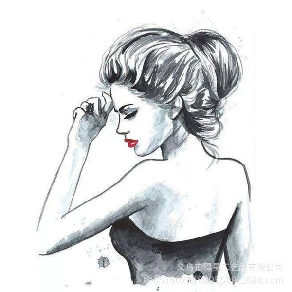 Задумалась девушка рисованная