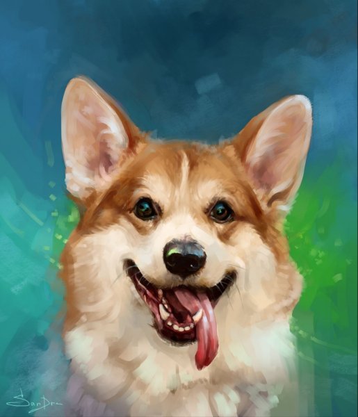 Алмазная мозаика. Корги вельш