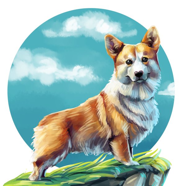 Корги акварелью