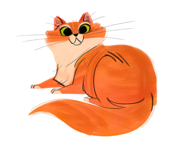 Рыжий кот нарисованный