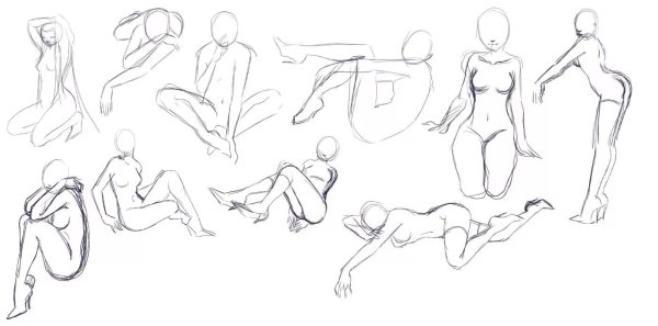 Лежачие позы для рисования