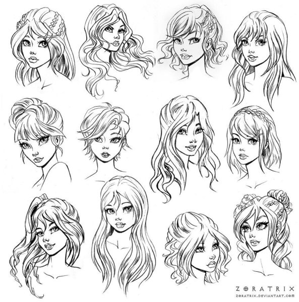 Эскизы женских причесок