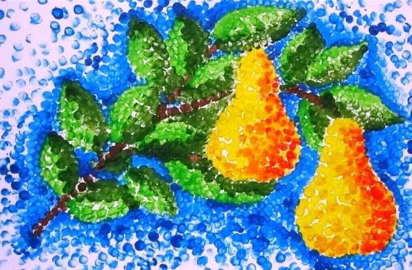 Рисование сирени ватными палочками