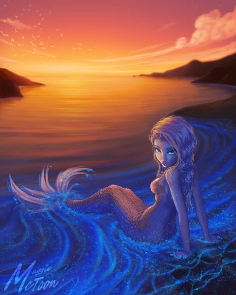 Русалочка с белыми волосами