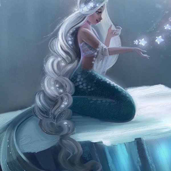 Русалка с белыми волосами