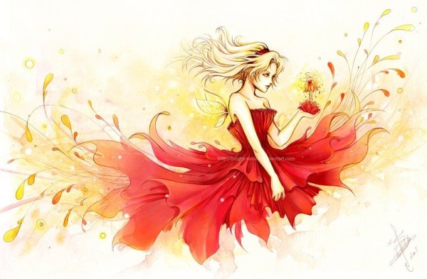 Нарисованная девушка всцветах