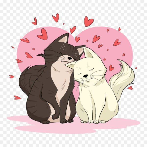 Влюбленные котики мультяшные