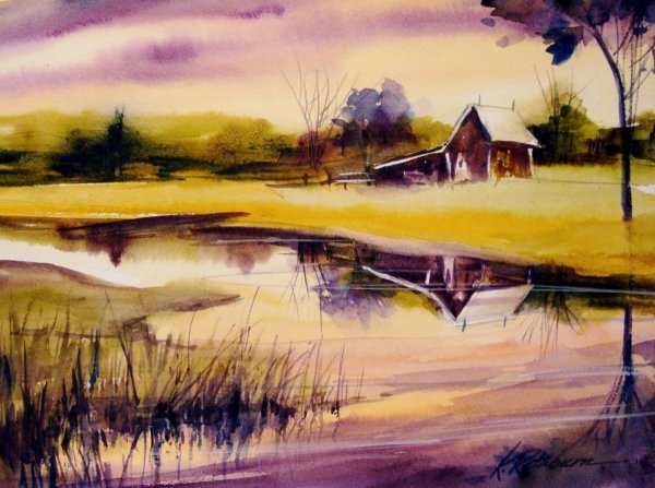 Акварель пейзажи природы