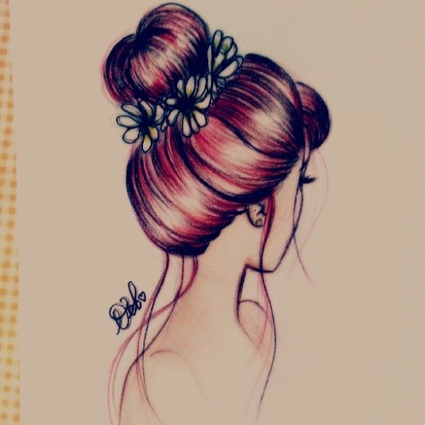 Рисунок причёски девушки