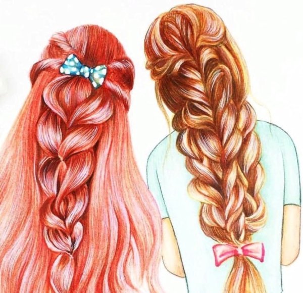 Косички рисунок цветной