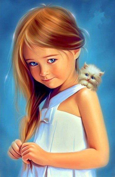 Девушка рисованная мультяшная