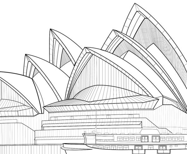 Сиднейский оперный театр Австралия в карандаше