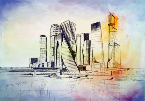 Эскиз современного города