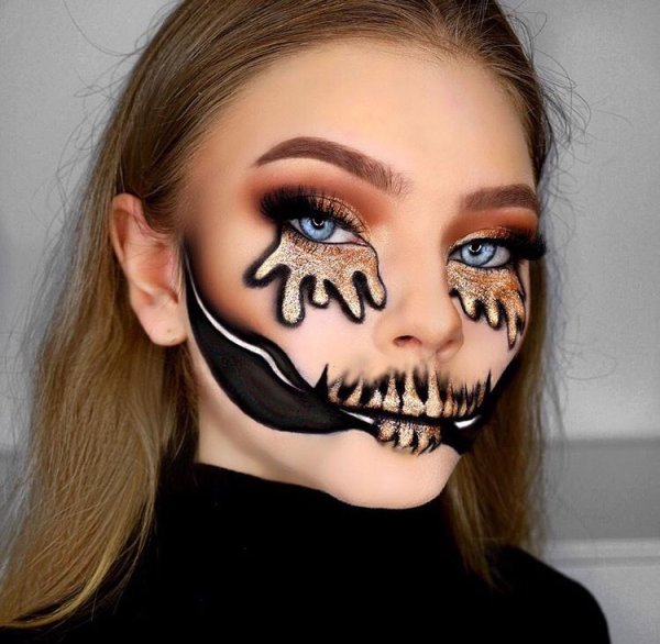 Макияж на Хэллоуин на пол лица