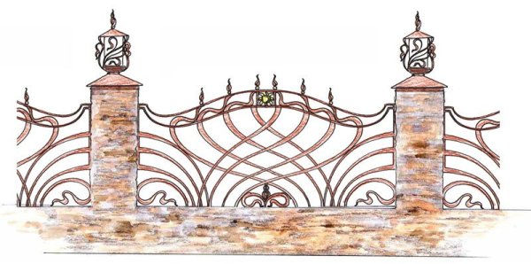 Старинная ограда рисунок