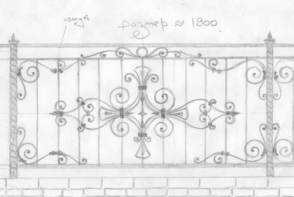 Эскиз узоров для забора из кованых изделий