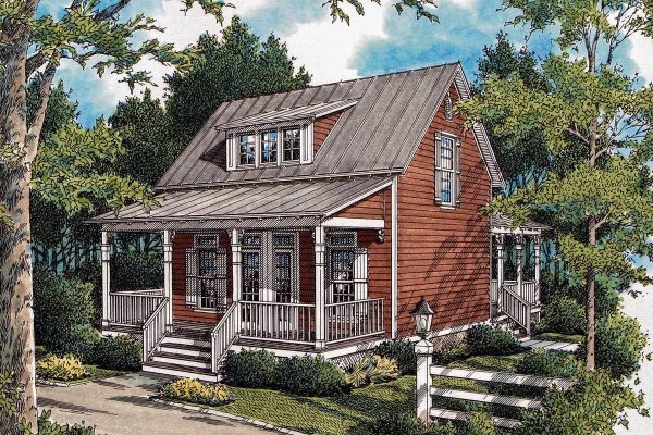 Дачный домик в английском стиле с верандой