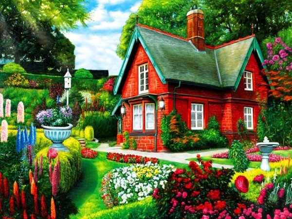 Красивый домик с садом